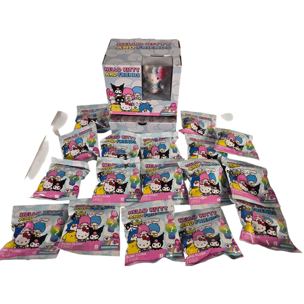 17 Hello Kitty Friends Series 2 Rainbow Pastel Blind Plush Box Display Full Set